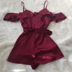 Urban Outfitters Kimchi Blue Red Satin Romper